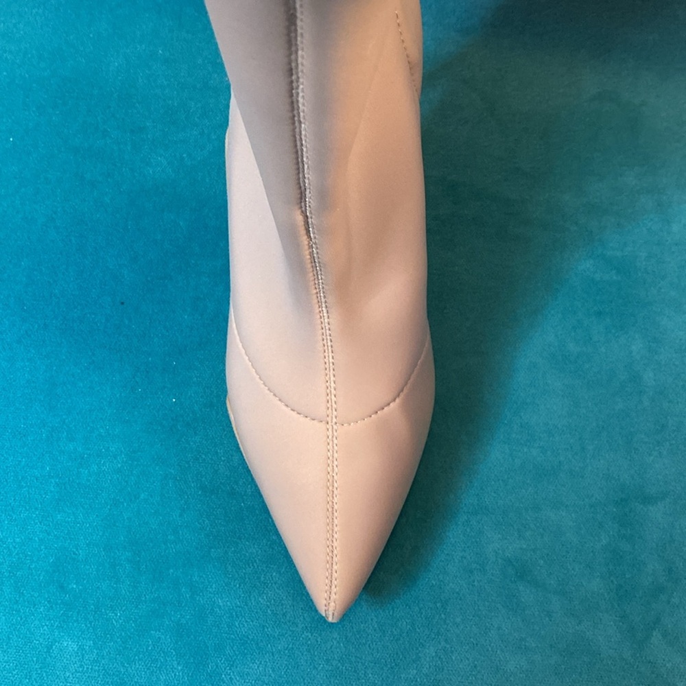 Elegant Tan Stiletto Cloth Pull-On Ankle Boots - Picture 3 of 5